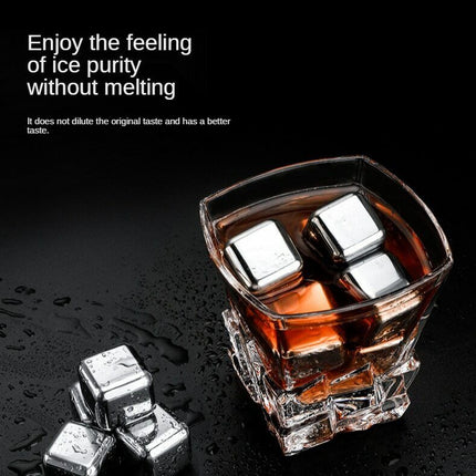 Stainless Steel Ice Cubes Chilling Stones Rocks Reusable with Tong for Whiskey
