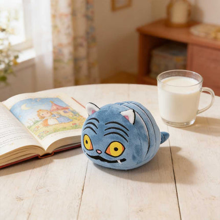 Blue Striped Grumpy Cat Plush Toy - Cute Round Soft Stuffed Animal