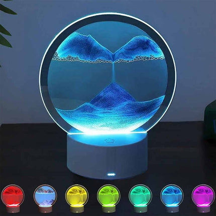 3D Moving Sand Picture LED Quicksand Table Lamp Sandscape Hourglass 16 Colours