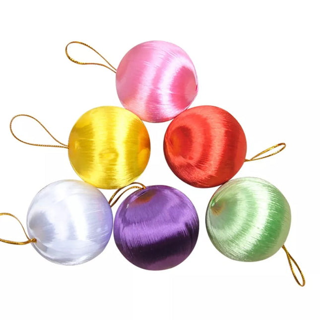 6Pcs 5cm Christmas Tree Baubles Satin Xmas Balls Hanging Home Party Ornaments Decor