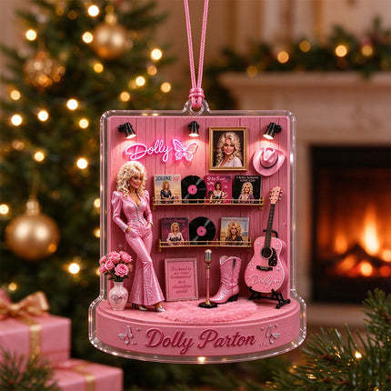 Xmas Tree‑Hanging 2D Acrylic Ornament, Country‑Music Themed Holiday Keepsake Decoration Gift