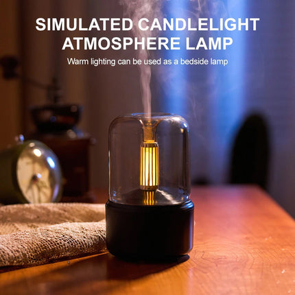 Black Vintage Style USB Plug-In Candlelight Aroma Diffuser and Humidifier 120ml