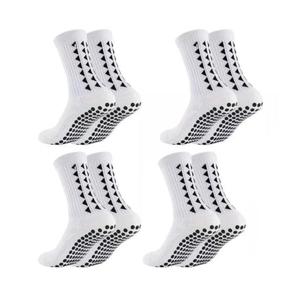 4-Pairs White Sports Grip Socks - Football & Rugby Anti-Slip Socks