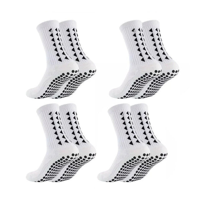4-Pairs White Sports Grip Socks - Football & Rugby Anti-Slip Socks