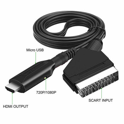 Portable Scart To HDMI Converter with USB Cable Video Audio Adapter For HD TV