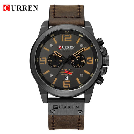 Men's Business Casual Quartz Wrist Watch, Leather Strap Analog Male Dress Watch