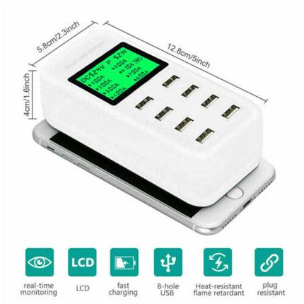 USB Hub Charging Station 8 ports Phone Charger Multi Dock Charger Power Adapter