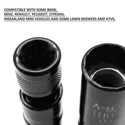 2X Magnetic Thin-Wall Swivel Spark Plug Socket, 12-Point Drive, 14mm & 16mm Sizes