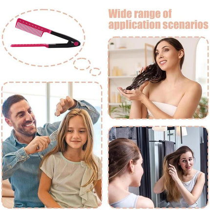 Professional Heat Resistant V-Shaped Hair Straightening Comb for Smooth Styling