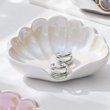 Ceramic Seashell Soap Dish, Draining Non-Slip Soap Box Bathroom Accessory