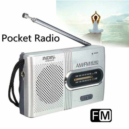 Portable Mini Pocket AM FM Travel Radio Built-in Stereo Speaker Battery Powered