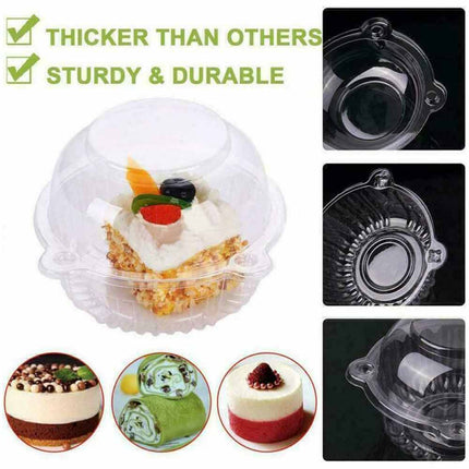 50PCS Clear Food Cupcake Cake Food Case Muffin Dome Takeaway Boxes Container