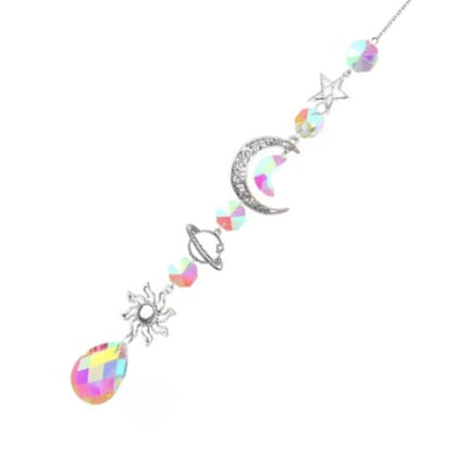 Moon & Star Crystal Wall Hanging Wind Chime - Modern Home Decor Ornament for Elegant Space