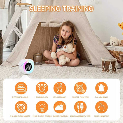 Alarm clock wake-up light with sunrise/sunset simulation, dual alarm clocks