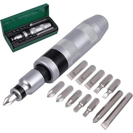 13PCS Manual Impact Driver Set - Handheld Hammer Strike Screwdriver for Tight Screw Removal