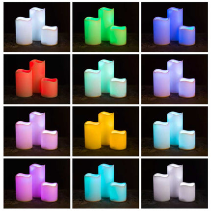 Colour Changing LED Candle Flameless Flickering LED Wax Mood Set with Remote