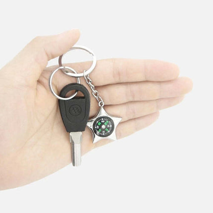 Metal Compass Key Chain Chrome Keyring Pendant Fashion Accessory Gift