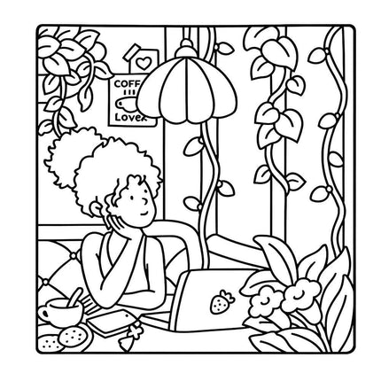 Girls & Friends Coloring Book Easy Bold Pattern Adult Stress Relief Book