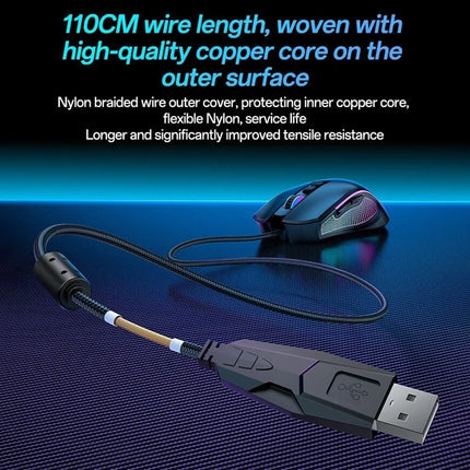 Wired RGB Gaming Mouse, 7200 DPI Optical Sensor, 6 Programmable Buttons, for PC & Laptop