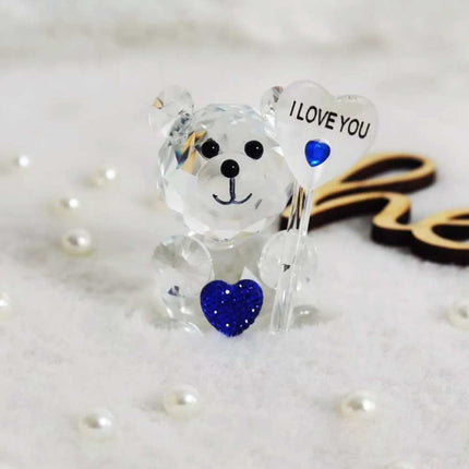 Crystal Bear Figurine with Love Sign Desktop Ornament