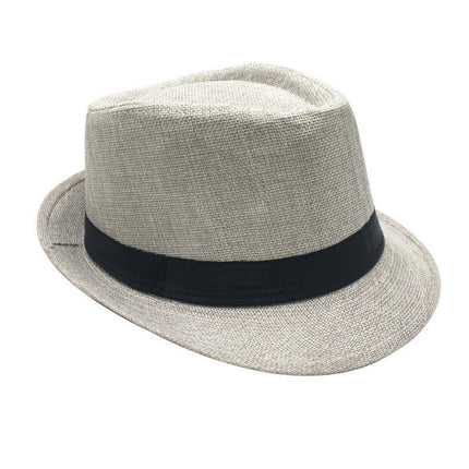 Men's Fedora Hat Trilby Summer Beach Sun Straw Hats Men Womens Panama Cap Brim