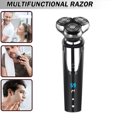 Mens Electric Shaver Dry/ Wet Cordless Razor USB Rechargeable Rotary