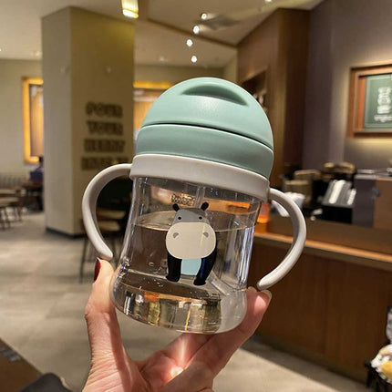 250ml Baby Cup with Straw Bottle Drinking Water Kids Sippy Cup Handle Toddler Feeder
