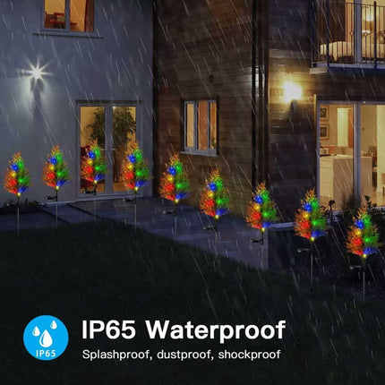 2‑Pack Solar Pine Tree Stake Lights, Waterproof LED Christmas Garden Decor