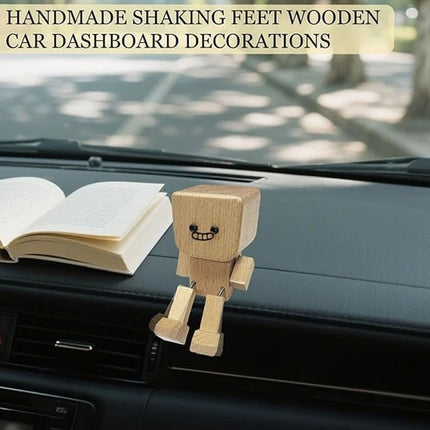 New Shaking Wooden Man Figure Decoration with 12 Magnetic Expressions Fun Swinging Desktop Ornament