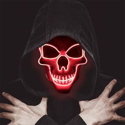 Halloween LED Mask Skeleton Glow Scary Skull Mask Light Up Masks Cosplay Costume