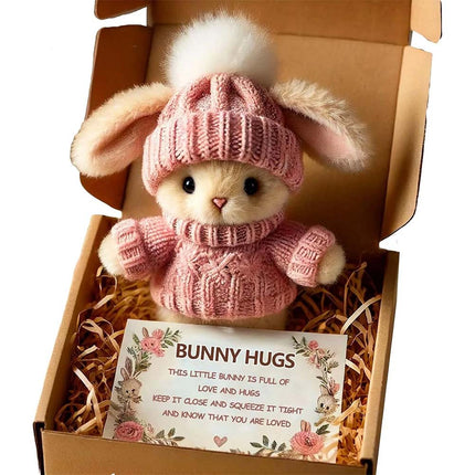 Cute Pink Mini Bunny Easter Gift Card with Mini Rabbit in Box