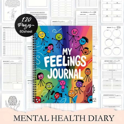 120 Pages Mental Health Notebook Journal, My Feeling Journal, Mood Tracking Diary
