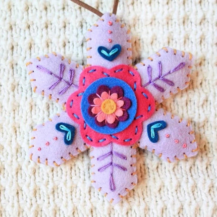 4PCS Random Color Finished DIY Christmas Snowflake Felt Ornaments - Ready-to-Use Craft Decor Kit for Holiday Tree Hanging, Home Party Decoration