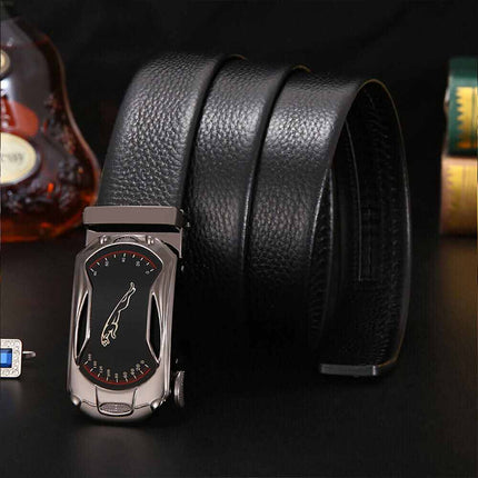 Mens Leather Belt Detachable Waistband Cuttable Strap Automatic Steel 120CM