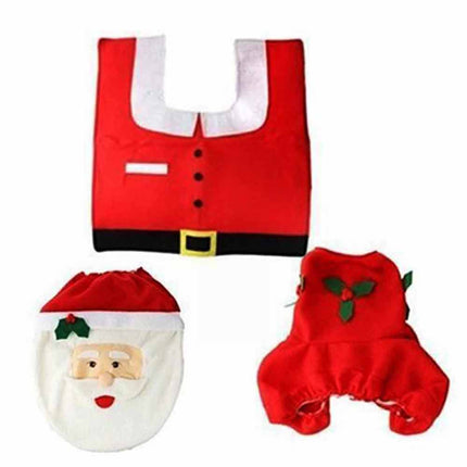 3PCS/set Christmas Decoration Santa Toilet Seat Cover Paper Rug Bathroom