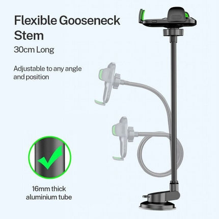 Gooseneck Phone Holder Suction Mount for Car Windscreen or Dashboard Long Arm