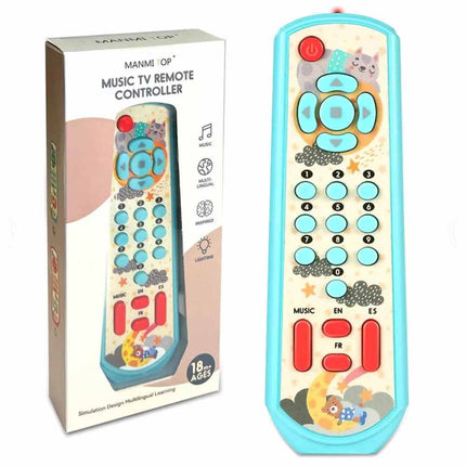 Baby TV Remote Control Sensory Toy Lighting Music Buttons Toddler Play Set Blue