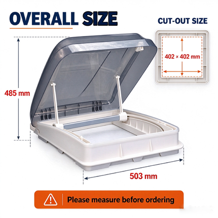 Caravan Motorhomes RV Roof Hatch Skylight 400X400 With Blind And LED Light