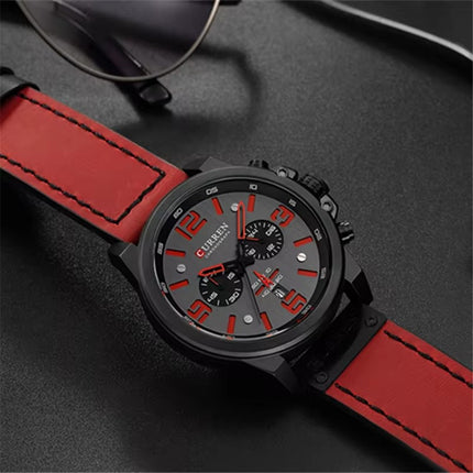 Men's Business Casual Quartz Wrist Watch, Leather Strap Analog Male Dress Watch
