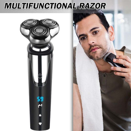 Mens Electric Shaver Dry/ Wet Cordless Razor USB Rechargeable Rotary