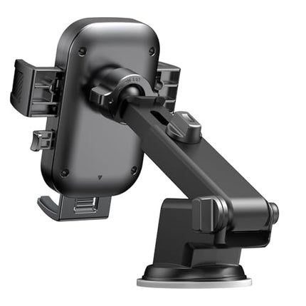 360° Rotating Auto-Clamp Phone Holder with 6.5cm Extendable Arm, Universal Compatibility