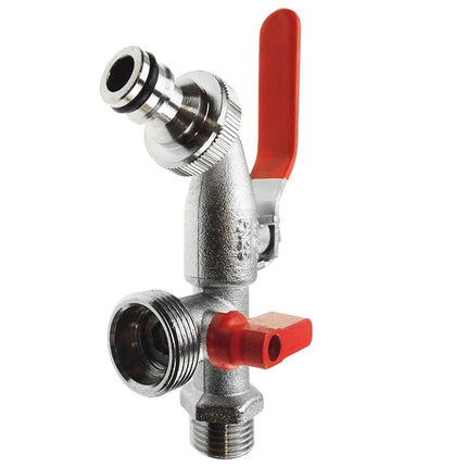 High Quality 1/2" BSP Double Duo Outlet Garden Tap Brass Nickel Plated Automatic