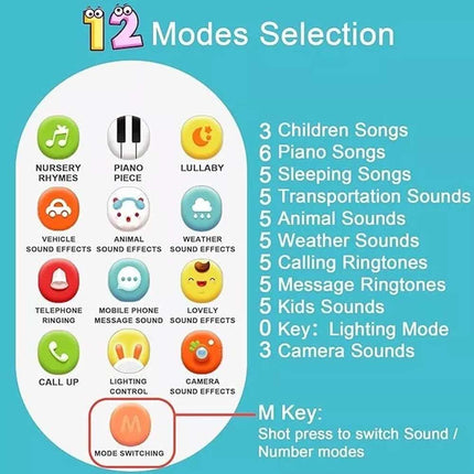 Baby Mobile Phone Toy Toddler Boy Girl Educational Cell Phone 12 Learning Modes