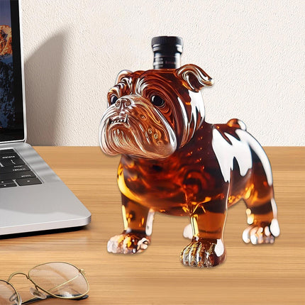 Novelty Bulldog Shaped Whiskey Decanter Unique Liquor Bottle