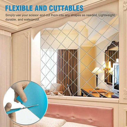 2M Self Adhesive Large Mirror Wall Sticker Roll, DIY Decor for Bathroom & Room