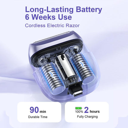 Waterproof Electric Lady Shaver, Dual-Blade Razor for Sensitive Skin with LED USB