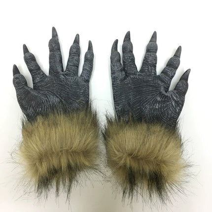 Halloween Wolf Head Face Mask Werewolf Claw Gloves Cosplay Costume Horror Props