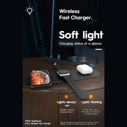 3-in-1 Wireless Charging Station for iPhone Watch AirPods