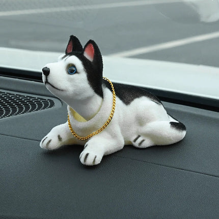 Swing Head Puppy Toy, Shiba Husky Nodding Bobble Figure, Car & Home Decor Gift