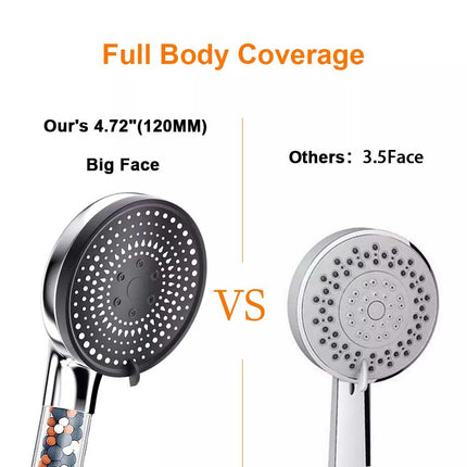 Deluxe 5 IN 1 Filtered Shower Head High Pressure 5 Modes Hard Water Mineral Bead